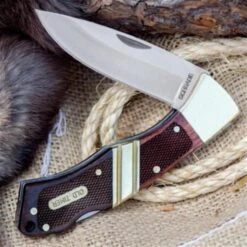 Couteau Schrade Old Timer Mountain Beaver Sr Acier 9Cr17MoV Manche Bois Etui Cuir Lockback SCH29OT - Free Shipping
