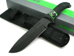 Couteau Bushcraft Bowie Schrade Survival Knives Acier Carbone 1095 Manche TPE Allume Feu + Affuteur SCHF37 - Free Shipping
