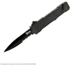 Couteau Automatique SCHRADE Viper OTF 3nd Generation Acier 4034 Black Serrat SCHOTF3BS - Livraison Gratuite